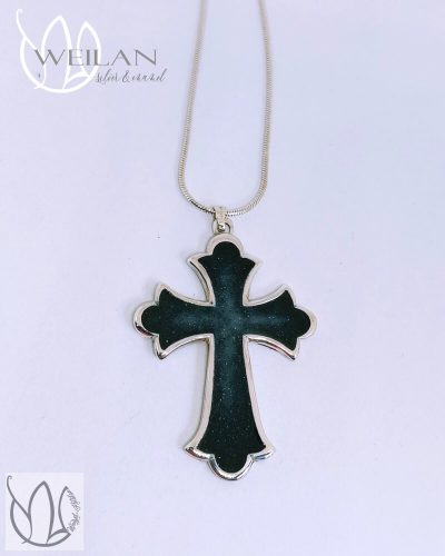 Klasszikus ezüst tűzzománc kereszt medál