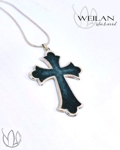 Klasszikus ezüst tűzzománc kereszt medál, tűzzománc feszület 