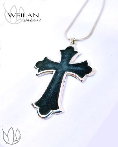 Klasszikus ezüst tűzzománc kereszt medál, tűzzománc feszület 1