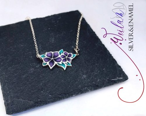 Flora - Nefelejcs ezüst, tűzzománc nyakék