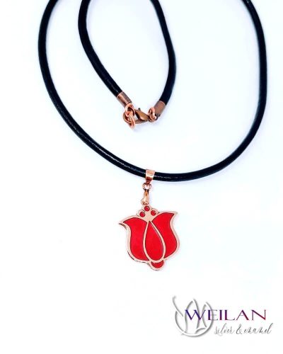 Tradició - Matyó - Tulipán bronz tűzzománc medál