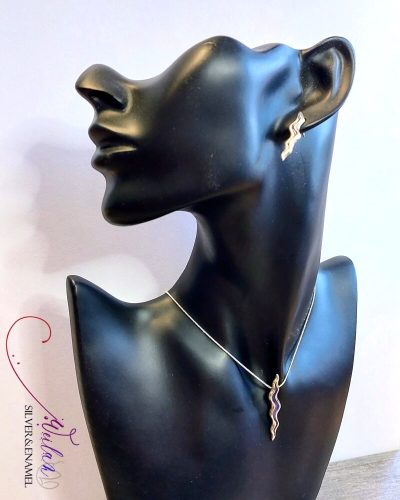 Wave ezüst tűzzománc szett viselése