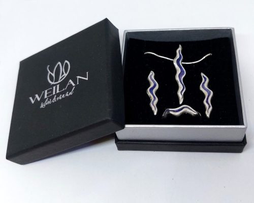 Wave ezüst tűzzománc szett Weilan díszdobozban