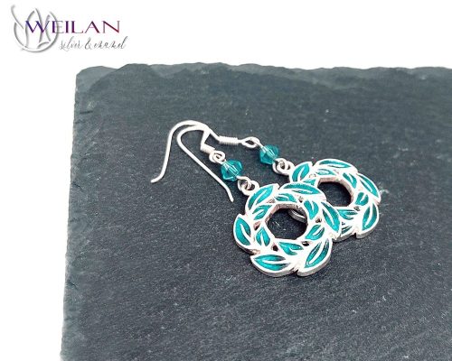 Leaf - Laurus / Babér ezüst tűzzománc fülbevaló