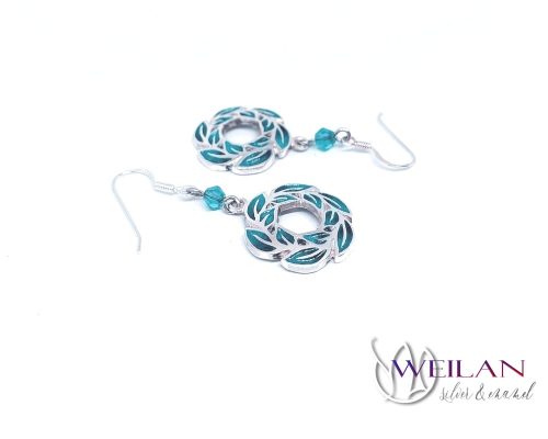 Laurus / Babér - ezüst tűzzománc fülbevaló (türkiz)