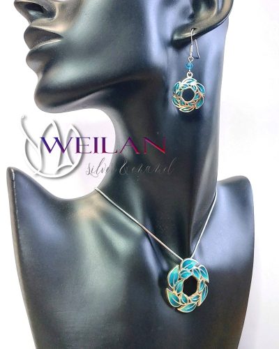 Leaf - Laurus / Babér ezüst tűzzománc szett viselése