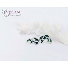 Leaf - Laurus / Babér ezüst tűzzománc fülbevaló