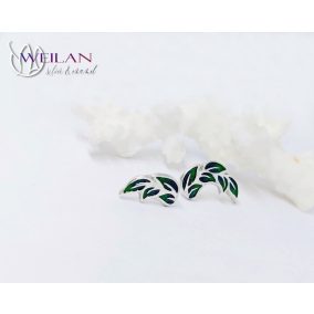 Leaf - Laurus / Babér ezüst tűzzománc fülbevaló