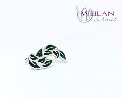 Leaf - Laurus / Babér ezüst tűzzománc fülbevaló