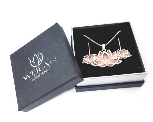 Mandala ezüst ajour tűzzománc szett Weilan díszdobozban