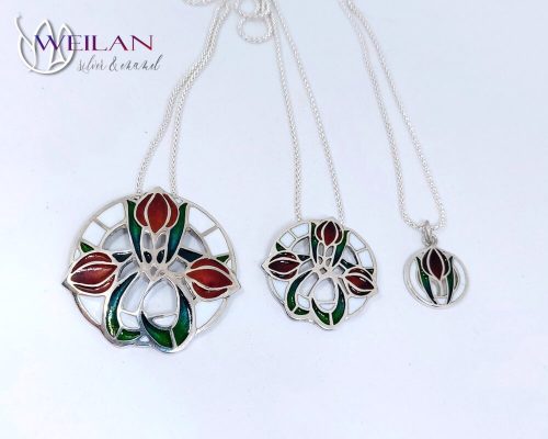 Körtánc ezüst tűzzománc medálok (középső)