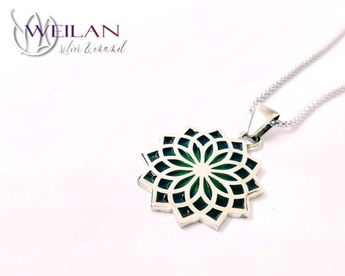 Mandala ezüst tűzzománc medál