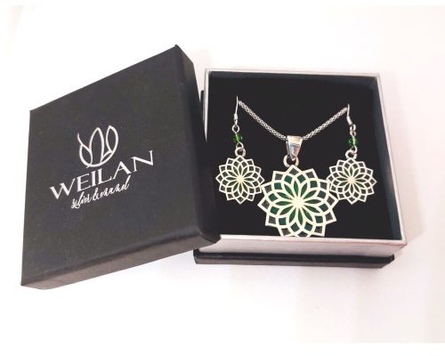Mandala ezüst tűzzománc szett Weilan díszdobozban