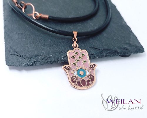 Hamsza bronz tűzzománc medál