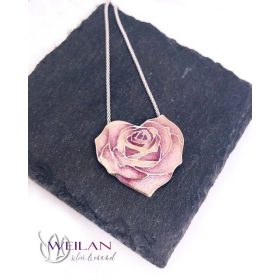 Rózsaszív ezüst tűzzománc medál