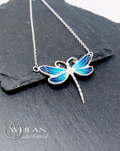 Szitakötő - ezüst tűzzománc, rekeszzománc nyakék