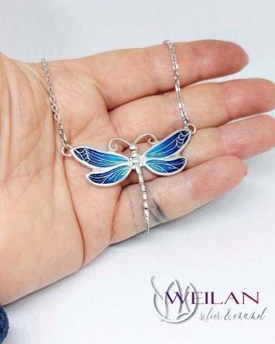 Szitakötő - ezüst tűzzománc, rekeszzománc nyakék