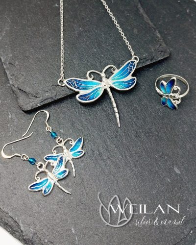 Szitakötő - ezüst tűzzománc, rekeszzománc szett