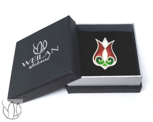 Hej'tulipán - Mátkám ezüst tűzzománc kitűző Weilan díszdobozban