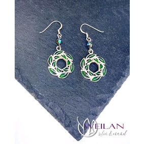 Leaf - Laurus / Babér ezüst tűzzománc fülbevaló