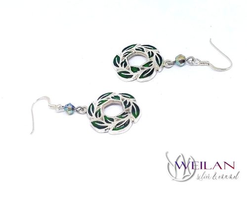 Leaf - Laurus / Babér ezüst tűzzománc fülbevaló