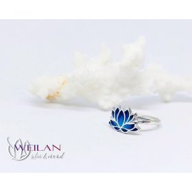 Lótusz - ezüst tűzzománc gyűrű