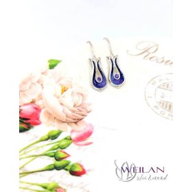 Pántlika ezüst tűzzománc fülbevaló cirkóniával