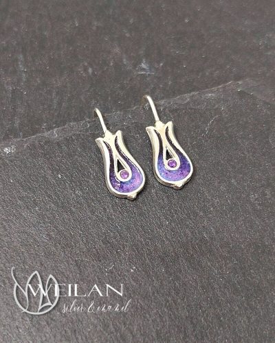 Pántlika ezüst tűzzománc fülbevaló cirkóniával