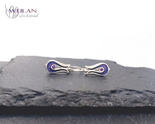 Pántlika ezüst tűzzománc fülbevaló cirkóniával