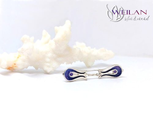 Pántlika ezüst tűzzománc fülbevaló cirkóniával