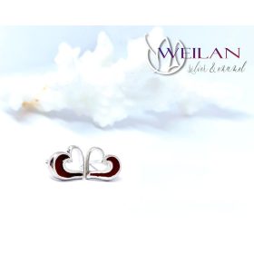 my Valentine - Szívdobbanás ezüst tűzzománc fülbevaló