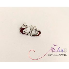 my Valentine - Szívdobbanás ezüst tűzzománc fülbevaló