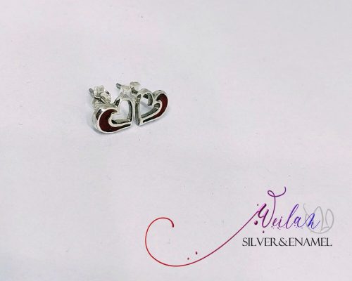 my Valentine - Szívdobbanás ezüst tűzzománc fülbevaló