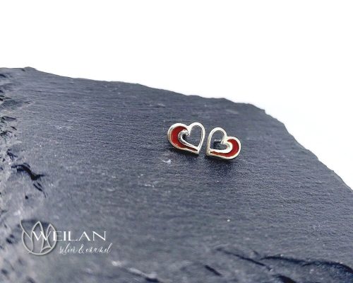 my Valentine - Szívdobbanás ezüst tűzzománc fülbevaló