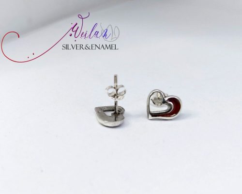 my Valentine - Szívdobbanás ezüst tűzzománc fülbevaló