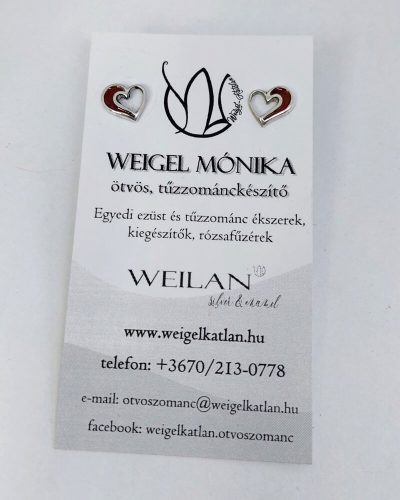 my Valentine - Szívdobbanás ezüst tűzzománc fülbevaló