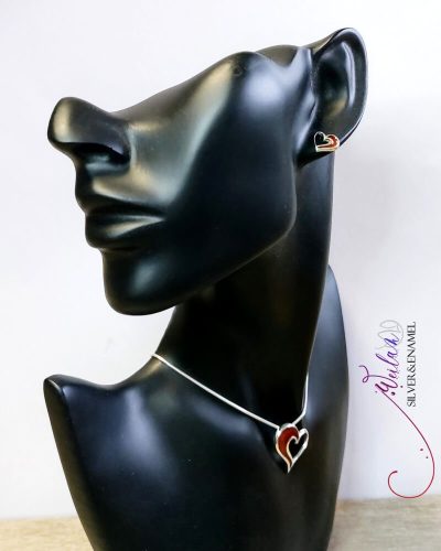 my Valentine - Szívdobbanás ezüst tűzzománc szett viselése