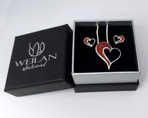 my Valentine - Szívdobbanás ezüst tűzzománc szett WEILAN díszdobozban