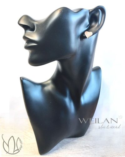 Karnevál - Szív ezüst tűzzománc fülbevaló viselése