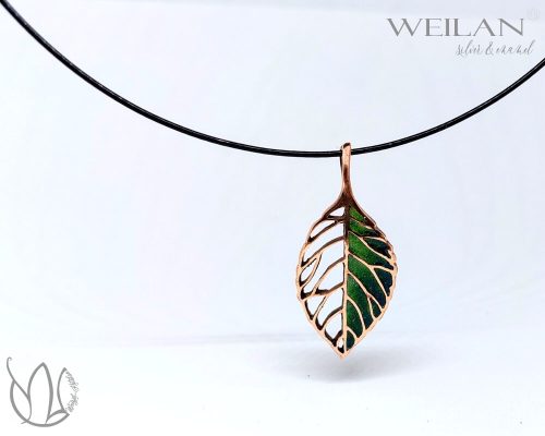 Leaf - Fagus / Bükk bronz tűzzománc medál