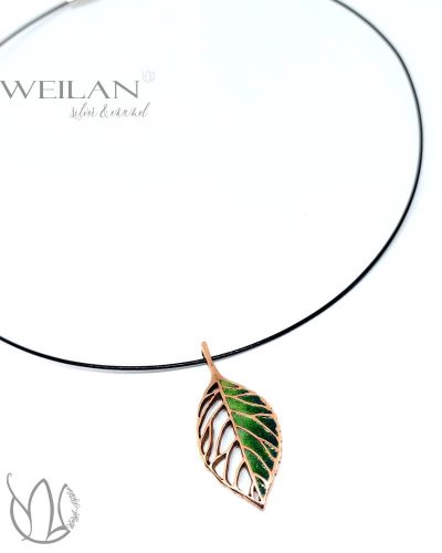 Leaf - Fagus / Bükk bronz tűzzománc kézműves ékszer