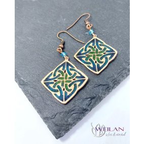 Vatis - Bronze Enamel Earrings (turquoise blue - green)