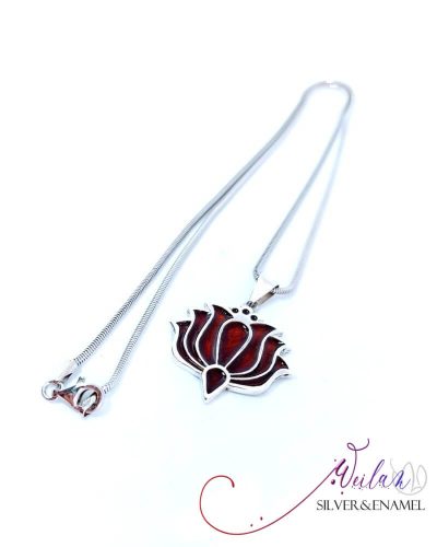 Tradició - Kalocsai - Tulipán ezüst tűzzománc medál