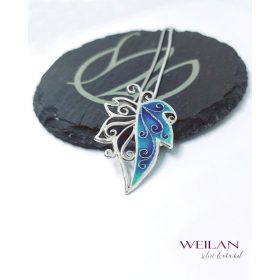 Hedera / Borostyánlevél - ezüst rekeszzománc medál 