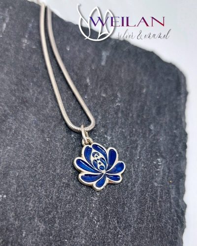 Tradició - Matyó - Rózsa ezüst tűzzománc medál, kicsi