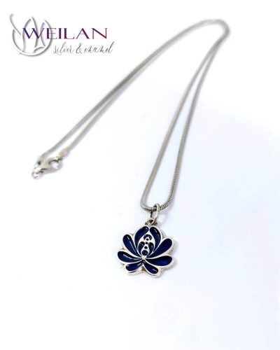 Tradició - Matyó - Rózsa ezüst tűzzománc medál, kicsi