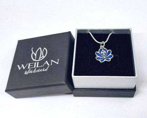 Tradició - Matyó - Rózsa ezüst tűzzománc kicsi medál WEILAN díszdobozban