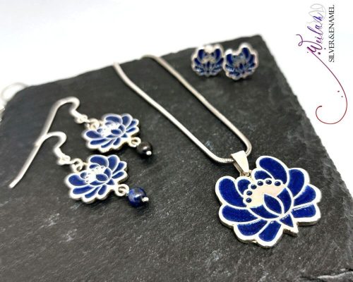 Tradició - Kalocsai - Rózsa ezüst tűzzománc szett