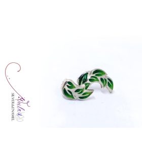 Leaf - Laurus / Babér ezüst tűzzománc fülbevaló