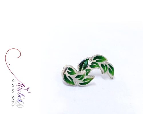 Leaf - Laurus / Babér ezüst tűzzománc fülbevaló